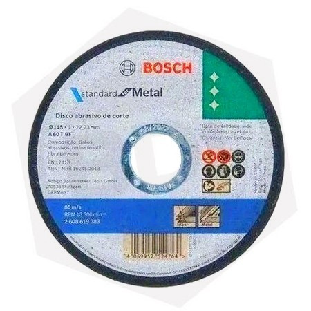 Disco de Corte Plano Standard Metal Bosch - 115 x 1.0 mm