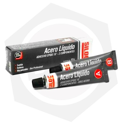 Adhesivo Acero Epoxi 10 Minutos Siloc 400537 - 57 gs / GRIS ACERO