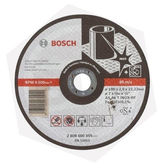 Disco de Corte Plano Eco Metal Inox Bosch - 180 x 1.6 mm 