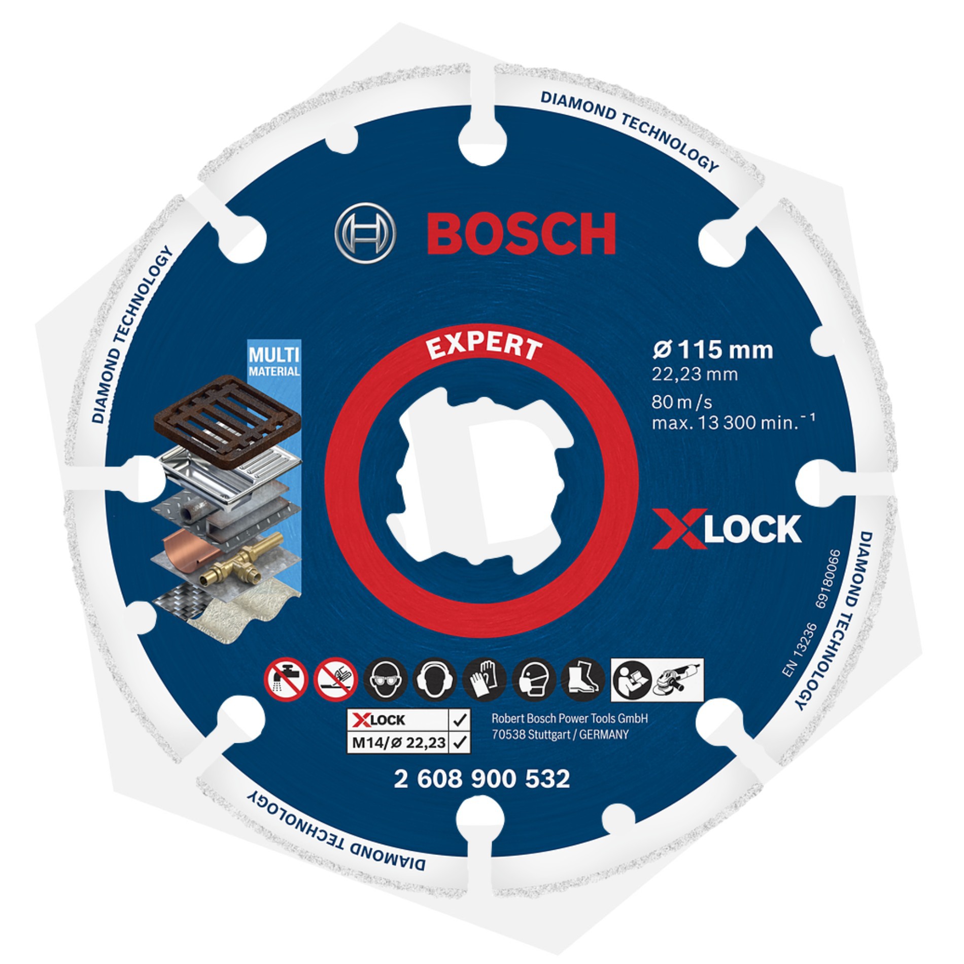 Disco de Corte Segmentado para Metal Bosch EXPERT XLOCK 115 mm - del Ferretería