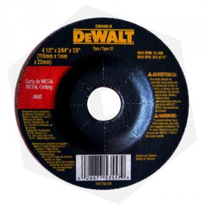 Disco de Corte Centro Plano para Metal Dewalt DW44601 - 115 x 1.6 mm